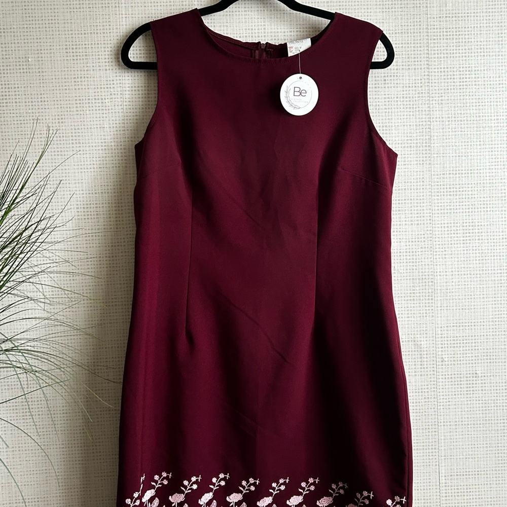Source Unknown Red Sheath Mini Dress Crew Neck Sleeveless